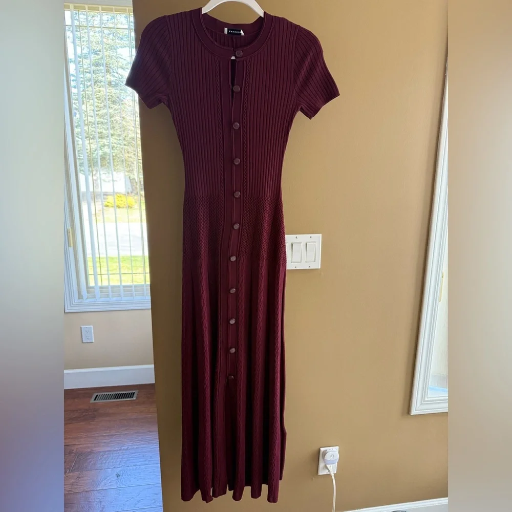 Sandro Milla Knit Midi Dress in Bordeaux size 36 - Picture 6 of 11